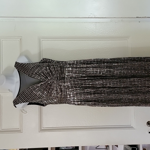 Night Way Collections Black and Silver Maxi Dress - Picture 1 of 5